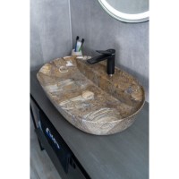 Раковина Gid Lago Mnc346T 54471, 61 см, фаянс, с донным клапаном, под камень глянцевая