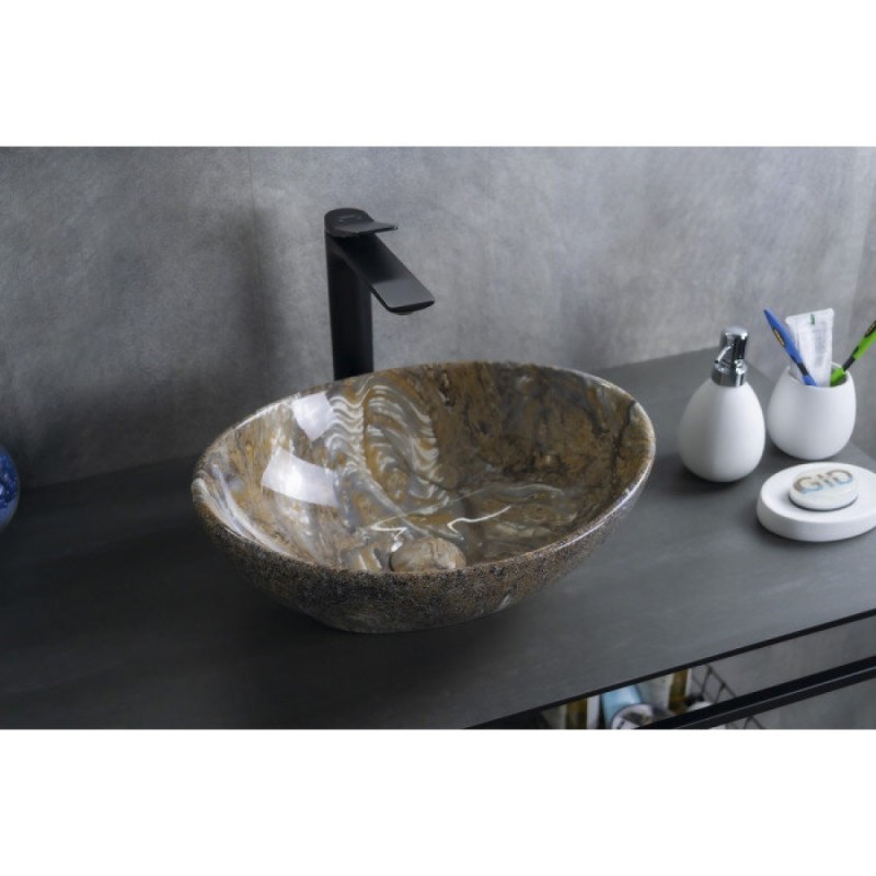 Раковина Gid Lago Mnc138T 54472, 41 см, фаянс, с донным клапаном, под камень глянцевая