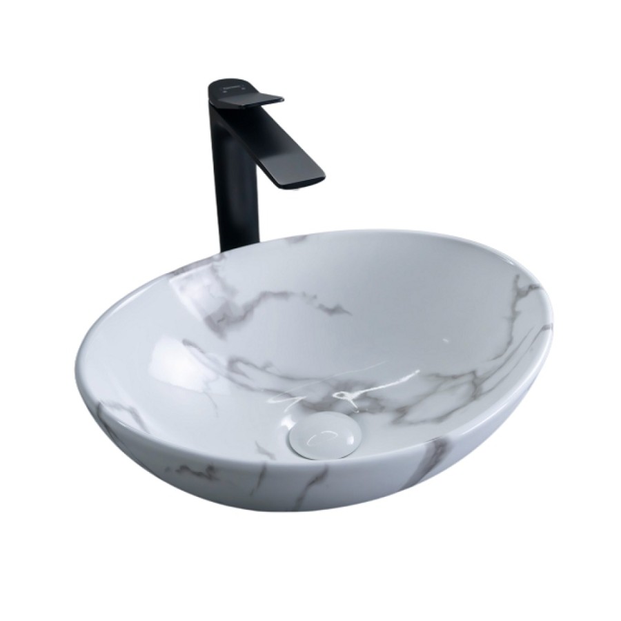 Раковина Gid Lago Mnc138C 54473, 41 см, фаянс, с донным клапаном, под камень глянцевая