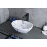 Раковина Gid Lago Mnc138C 54473, 41 см, фаянс, с донным клапаном, под камень глянцевая