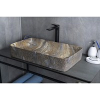 Раковина Gid Geometrico Mnc396T 54475, 60 см, фаянс, с донным клапаном, под камень глянцевая