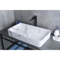 Раковина Gid Geometrico Mnc396C 54476, 60 см, фаянс, с донным клапаном, под камень глянцевая