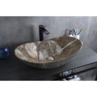 Раковина Gid Lago Mnc811T 54477, 61 см, фаянс, с донным клапаном, под камень глянцевая