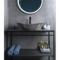 Раковина Gid Lago Mnc811T 54477, 61 см, фаянс, с донным клапаном, под камень глянцевая