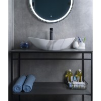Раковина Gid Lago Mnc811C 54478, 61 см, фаянс, с донным клапаном, под камень глянцевая