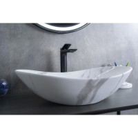 Раковина Gid Lago Mnc811C 54478, 61 см, фаянс, с донным клапаном, под камень глянцевая