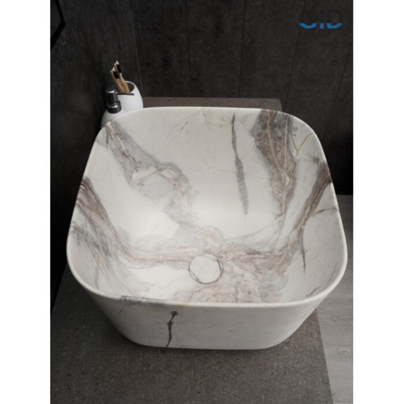 Раковина Gid Creativo Mnc9301 54480, 36 см, фаянс, под камень матовый