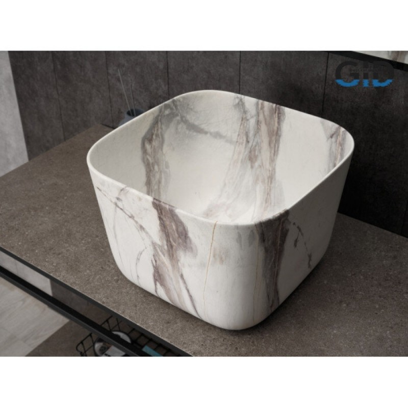 Раковина Gid Creativo Mnc9301 54480, 36 см, фаянс, под камень матовый