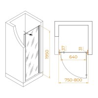Душевая дверь RGW Dolphin TN-03B, 54930308-14, 80 см, стекло прозрачное, профиль черный