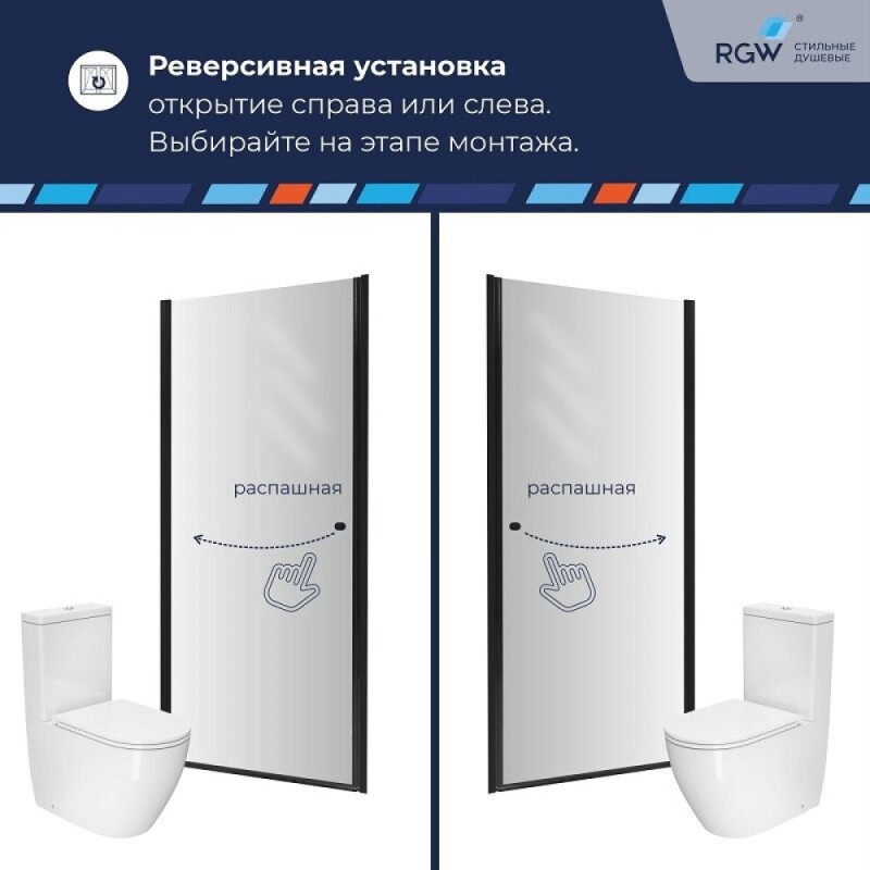 Душевая дверь RGW Dolphin TN-03B, 54930309-14, 90 см, стекло прозрачное, профиль черный