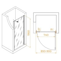 Душевая дверь RGW Dolphin TN-03B, 54930309-14, 90 см, стекло прозрачное, профиль черный
