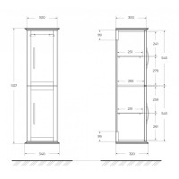 Пенал Cezares Tiffany 54965, 35 см, подвесной, blu petrolio