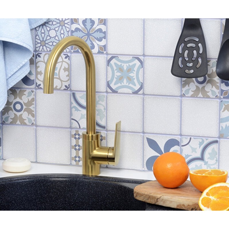 Смеситель WasserKRAFT 5507 для кухонной мойки, PVD-покрытие, матовое золото