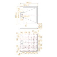 Душевой поддон RGW TUS-099W 55370199-01, 90 х 90 см, квадрат, стеклопластик, цвет белый