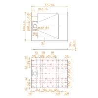Душевой поддон RGW TUS-108W 553702810-01, 80 х 100 см, прямоугольный, стеклопластик, цвет белый