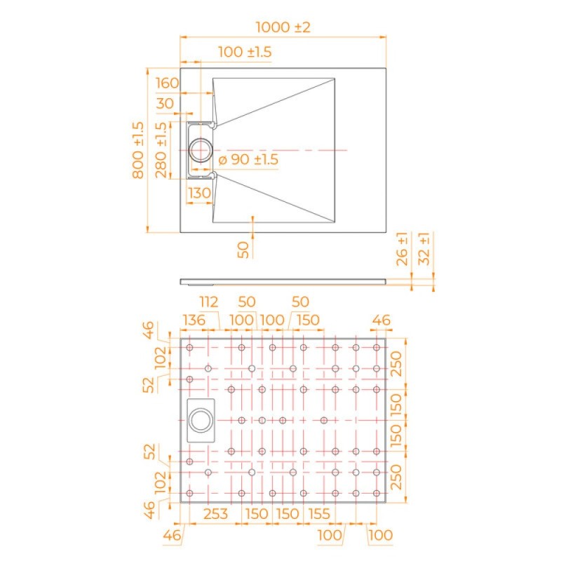 Душевой поддон RGW TUS-108W 553702810-01, 80 х 100 см, прямоугольный, стеклопластик, цвет белый