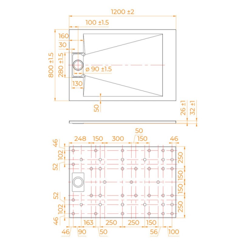 Душевой поддон RGW TUS-128W 553702812-01, 80 х 120 см, прямоугольный, стеклопластик, цвет белый