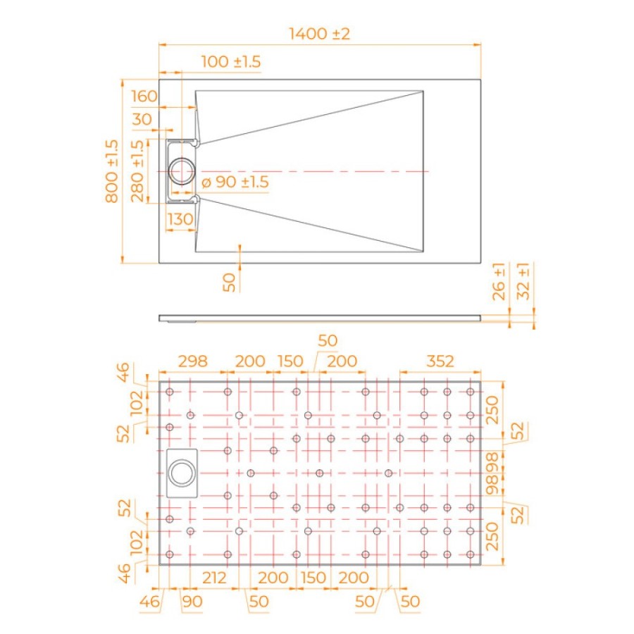 Душевой поддон RGW TUS-148W 553702814-01, 80 х 140 см, прямоугольный, стеклопластик, цвет белый