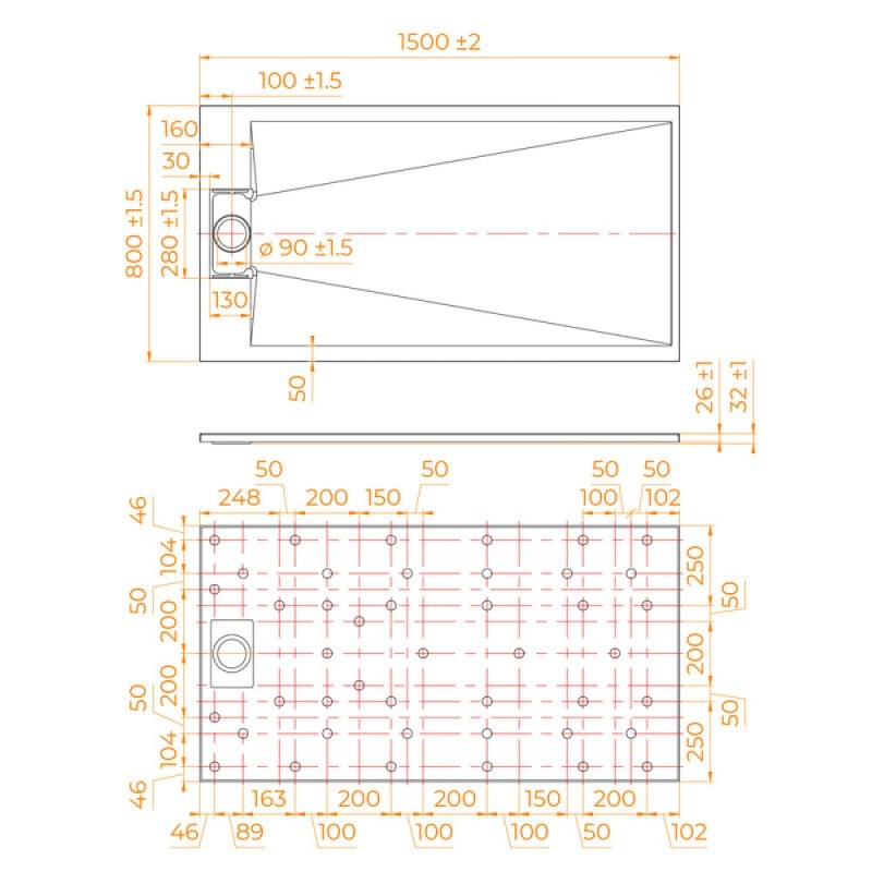 Душевой поддон RGW TUS-158W 553702815-01, 80 х 150 см, прямоугольный, стеклопластик, цвет белый