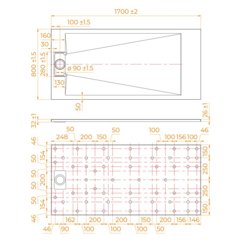 Душевой поддон RGW TUS-178W 553702817-01, 80 х 170 см, прямоугольный, стеклопластик, цвет белый