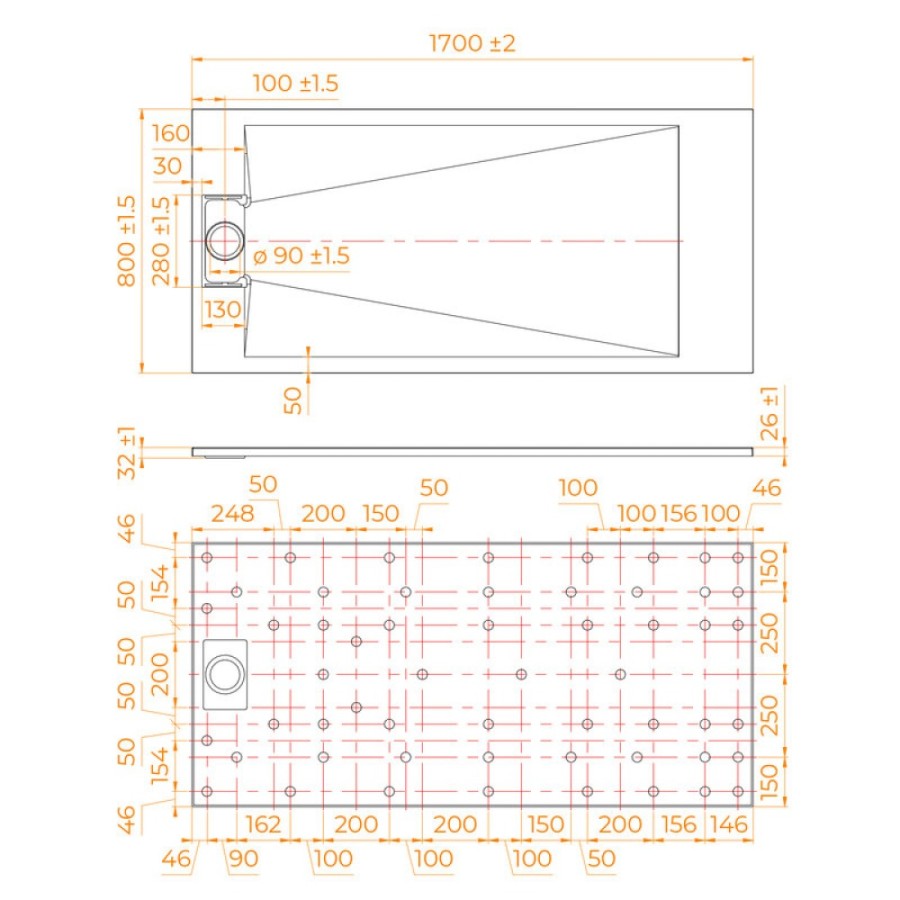 Душевой поддон RGW TUS-178W 553702817-01, 80 х 170 см, прямоугольный, стеклопластик, цвет белый