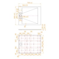 Душевой поддон RGW TUS-119W 553702911-01, 90 х 110 см, прямоугольный, стеклопластик, цвет белый