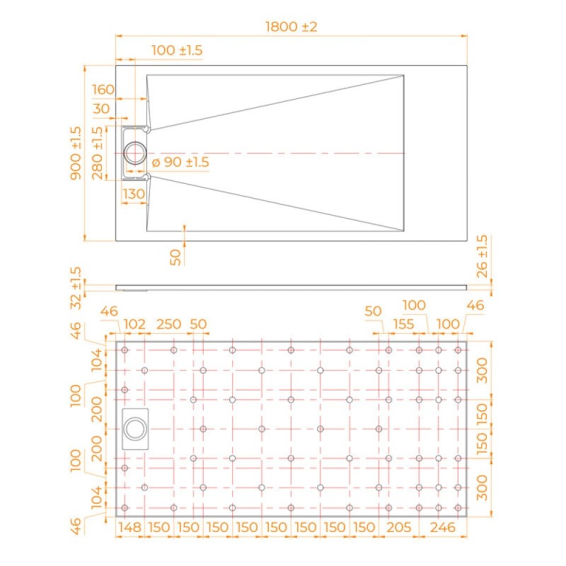 Душевой поддон RGW TUS-189W 553702918-01, 90 х 180 см, прямоугольный, стеклопластик, цвет белый