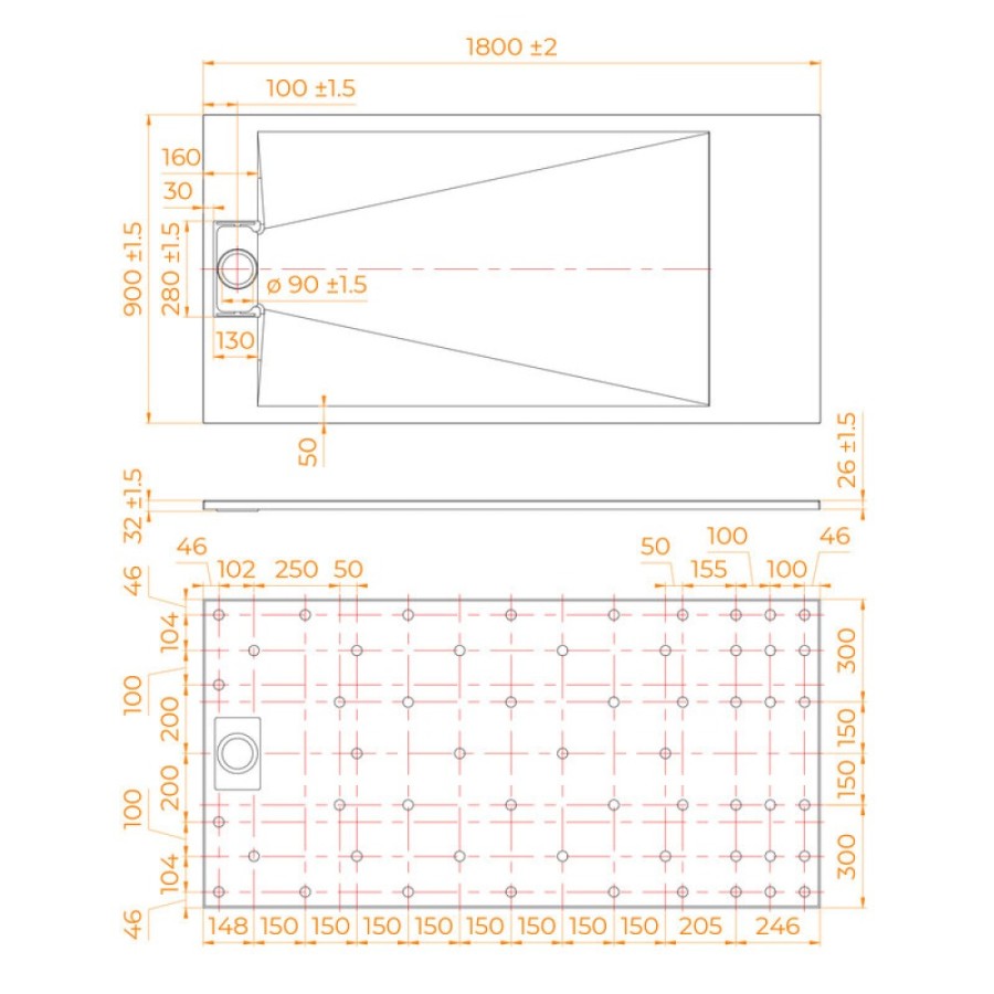 Душевой поддон RGW TUS-189W 553702918-01, 90 х 180 см, прямоугольный, стеклопластик, цвет белый