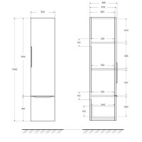 Пенал Cezares Premium 55501, 35 см, подвесной, белый