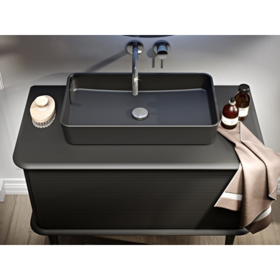 Столешница для тумбы Cezares Idra 55834, МДФ 98x50x1,6, цвет Nero Opaco