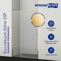 Душевой уголок WasserKRAFT Aisch 55P 55P18, 90 х 100 см, профиль матовое золото, стекло прозрачное