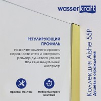 Душевой уголок WasserKRAFT Aisch 55P 55P20, 90 х 80 х 200 см, профиль матовое золото, стекло прозрачное