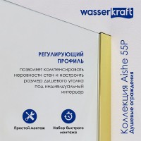 Душевой уголок WasserKRAFT Aisch 55P 55P22, 100 х 90 см, профиль матовое золото, стекло прозрачное