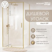 Душевой уголок WasserKRAFT Aisch 55P 55P22, 100 х 90 см, профиль матовое золото, стекло прозрачное