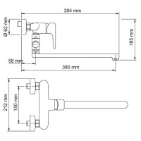 Смеситель для ванны и душа WasserKRAFT 5602L с гарнитуром, хром