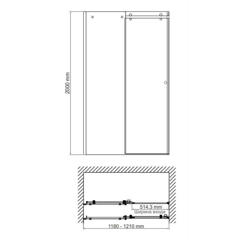 Душевая дверь WasserKRAFT 56R05, универсальная, 120 х 200 см