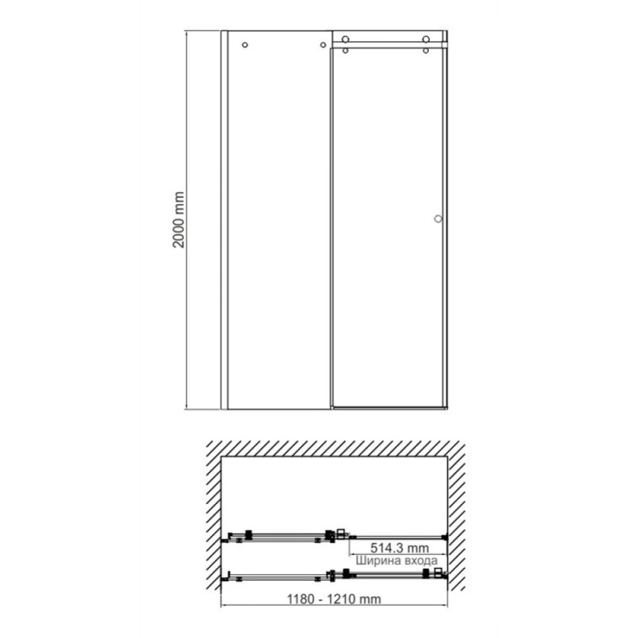 Душевая дверь WasserKRAFT 56R05, универсальная, 120 х 200 см