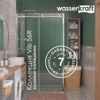 Душевая дверь в нишу WasserKRAFT Vils 56R 56R13, 110 х 200 см, профиль серебристый, стекло прозрачное