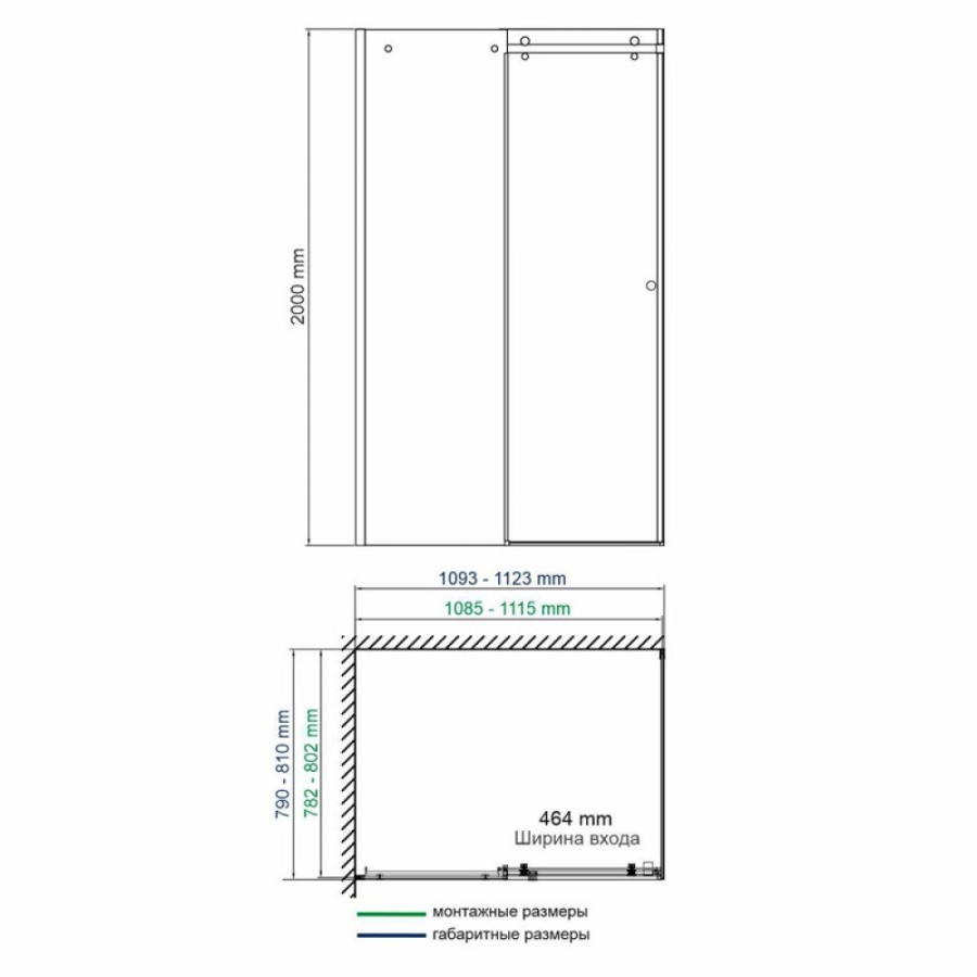 Душевой уголок WasserKRAFT Vils 56R 56R14, 110 х 80 х 200 см, профиль серебристый, стекло прозрачное