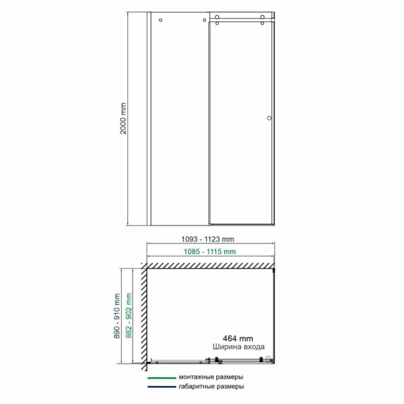 Душевой уголок WasserKRAFT Vils 56R 56R15, 110 х 90 х 200 см, профиль серебристый, стекло прозрачное