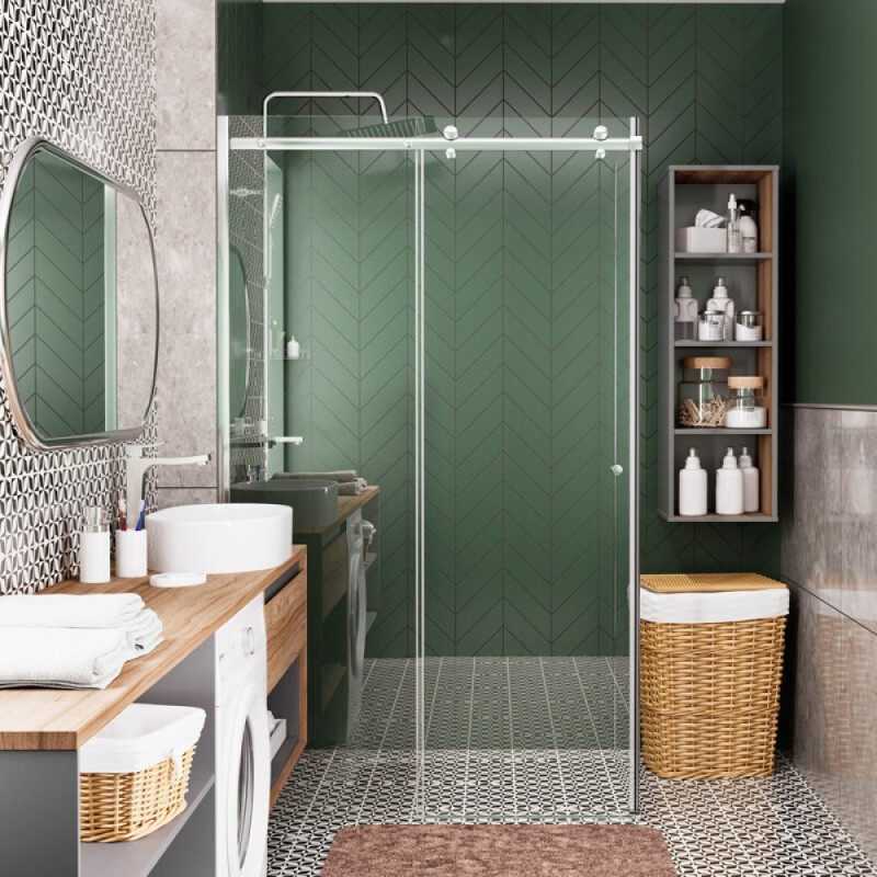 Душевой уголок WasserKRAFT Vils 56R 56R16, 110 х 100 х 200 см, профиль серебристый, стекло прозрачное