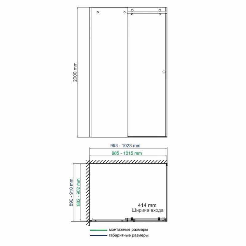 Душевой уголок WasserKRAFT Vils 56R 56R22, 100 х 90 х 200 см, профиль серебристый, стекло прозрачное