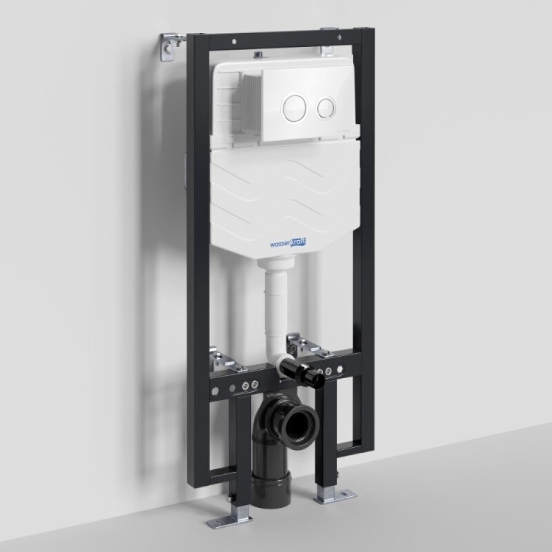 Инсталляция для унитаза WasserKraft Vils 56TLT.010.ME.WH01, механическая клавиша белая, ободки хром