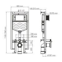 Инсталляция для унитаза WasserKraft Vils 56TLT.010.ME.CH02, механическая клавиша хром
