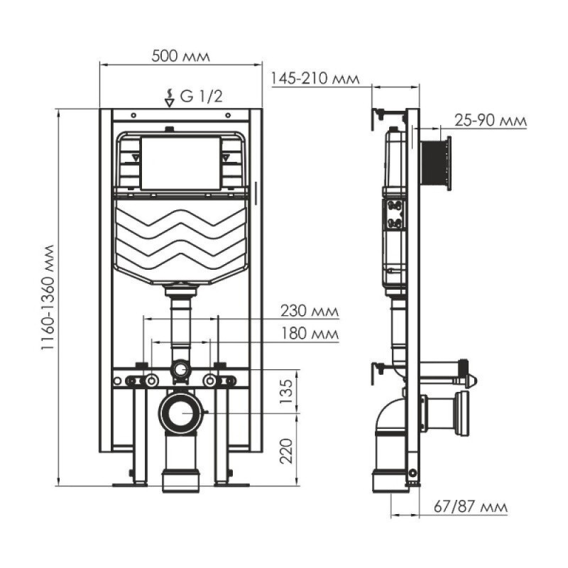 Инсталляция для унитаза WasserKraft Vils 56TLT.010.ME.RG02, механическая клавиша золото розовое