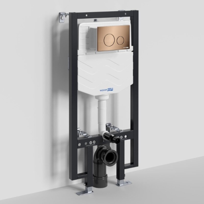 Инсталляция для унитаза WasserKraft Vils 56TLT.010.ME.RG02, механическая клавиша золото розовое