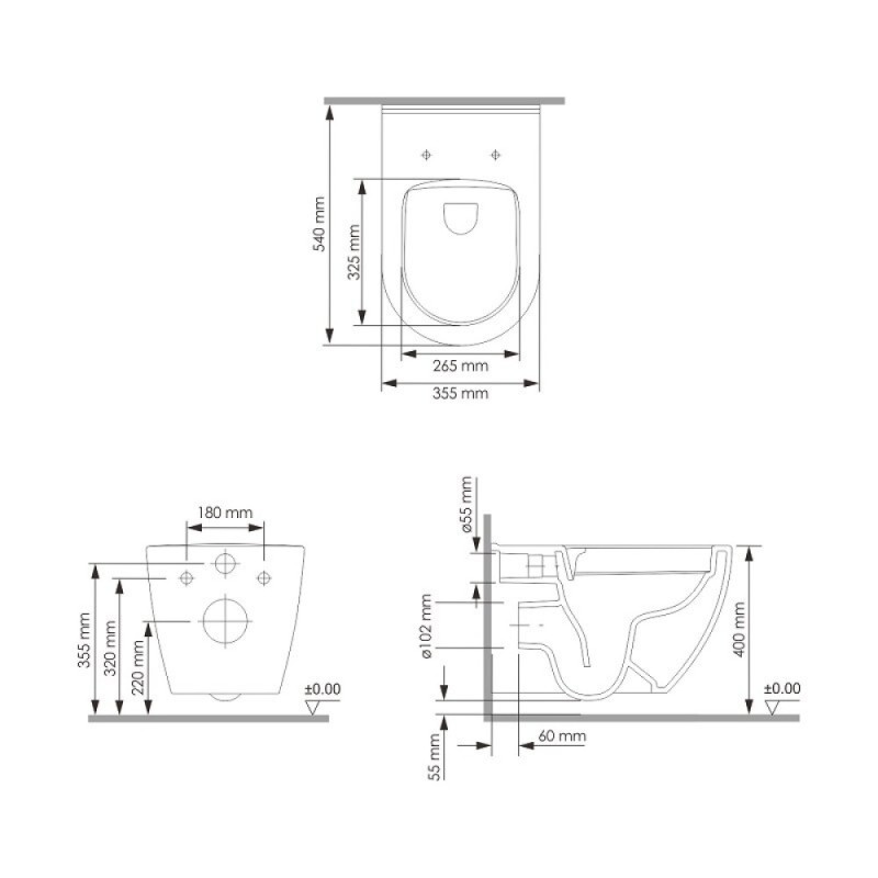 Инсталляция WasserKRAFT 56TLT.010.ME.MG03.H002, с подвесным безободковым унитазом Mindel, крышка микролифт, клавиша золото матовое