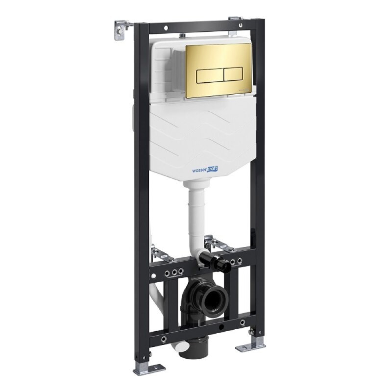 Инсталляция WasserKRAFT 56TLT.010.ME.PG03.H002, с подвесным безободковым унитазом Mindel, крышка микролифт, клавиша золото