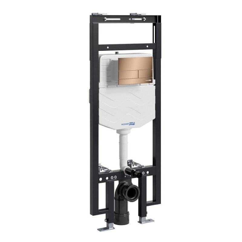 Инсталляция WasserKRAFT 56TLT.010.ME.RG04.H002, с подвесным безободковым унитазом Mindel, крышка микролифт, клавиша розовое золото