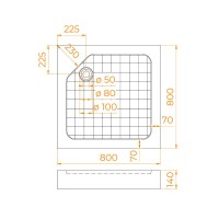 Душевой поддон RGW SMC-W 57350188-01, 80 х 80 см, квадрат, стеклопластик, цвет белый